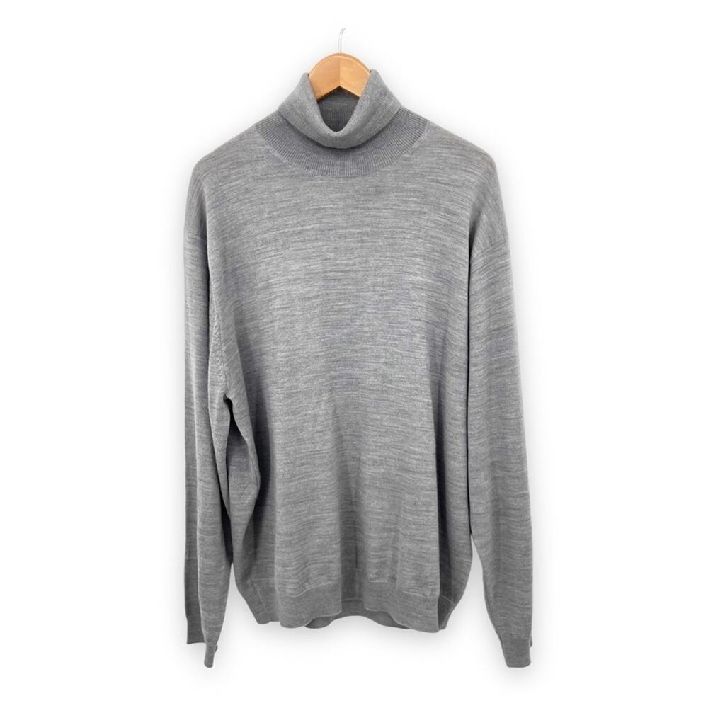 Linea Uomo sweater men's XXL wool blend rib knit turtleneck